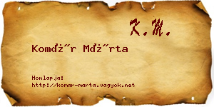 Komár Márta névjegykártya